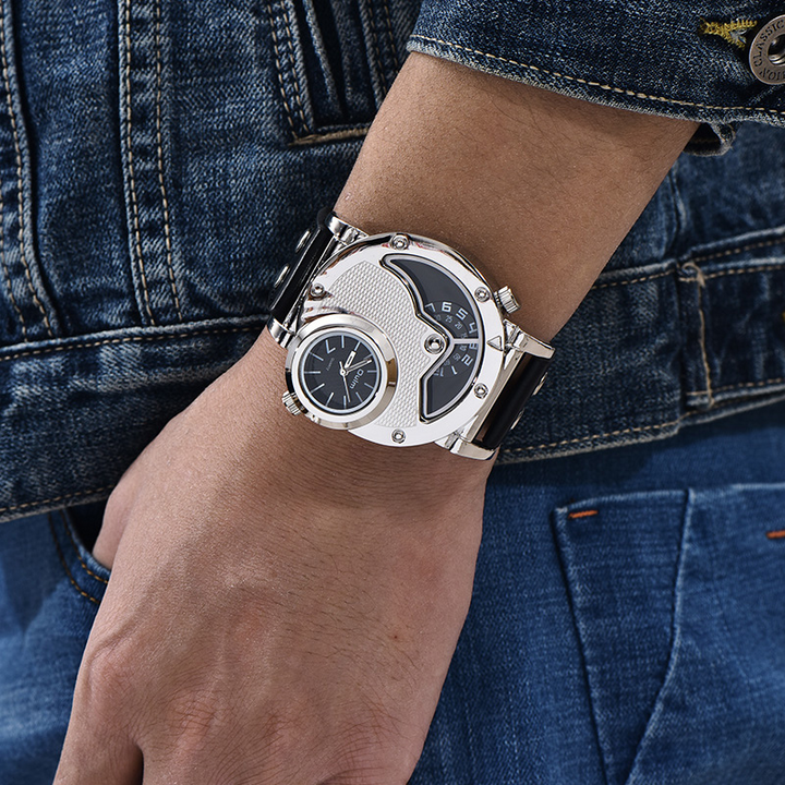 Multi-Time Zone Leather Strap Watch™ - Olsen & Olsen