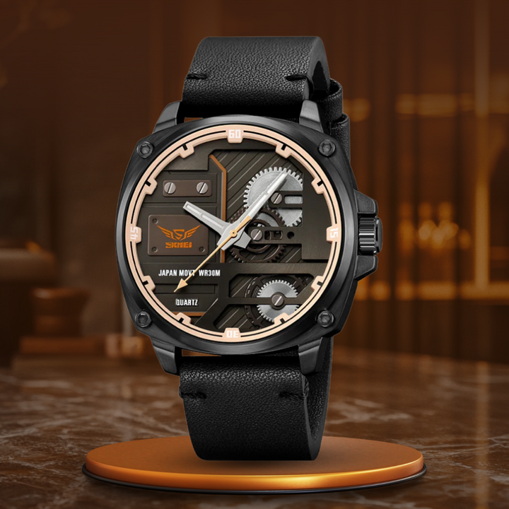 Men's Leather Quartz Watch™ - Olsen & Olsen