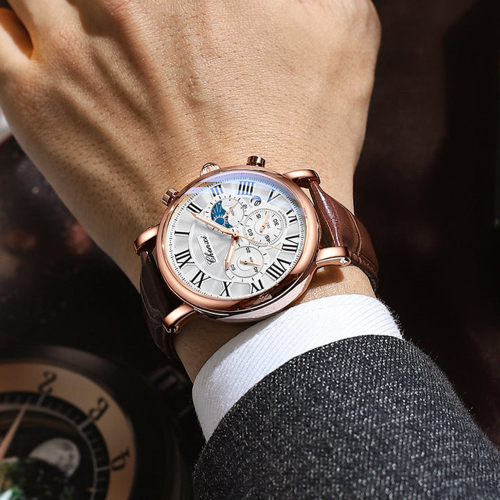 Luxury Leather Strap Quartz Watch™ - Olsen & Olsen
